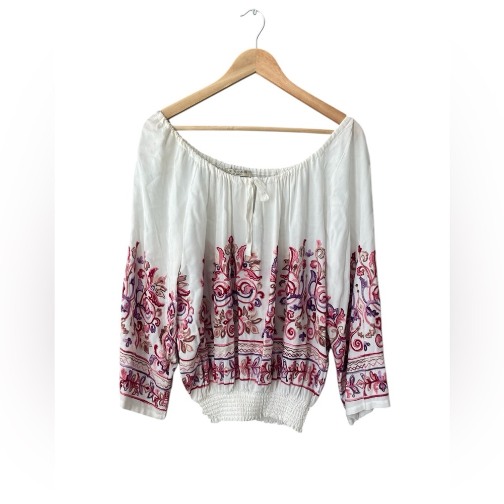 Free Generation Floral Embroidered Off-Shoulder Top